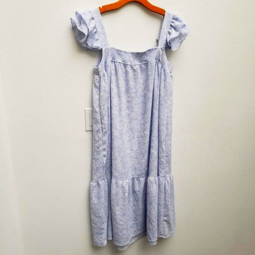 Anthropologie The River long Maxi romantic blue summer spring dress